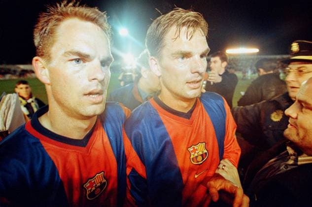 Onderwerp Subject: Benidorm - Barcelona (0-1) Copa Del Rey Club Team Country: FC Barcelona, Barca Seizoen Season: 1998 1999 FOTO PHOTO: FC Barcelona s Frank DE BOER (L) and Ronald DE BOER (R) after their debut for FC Barcelona. Ronald DE BOER scored in the last minute of the game BENIDORM ESP Content not available for redistribution in The Netherlands directly or indirectly through any third parties. Copyright: xBSRxAgencyx 982224527