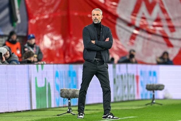 Champions League RB Leipzig Real Madrid on 13 02 2023 at the Red Bull Arena in Leipzig Coach Marco Rose RB Leipzig pensive MT