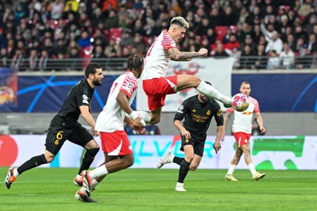 Champions League RB Leipzig Real Madrid on 13 02 2023 at the Red Bull Arena in Leipzig Benjamin Sesko RB Leipzig MT