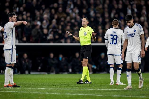 FC Copenhagen v Manchester City, UEFA Champions League football, Copenhagen, Denmark Copenhagen, Denmark. 13th, February 2024. Referee Jose Sanchez seen during UEFA Champions League match between FC Copenhagen and Manchester City at Parken in Copenhagen. Copenhagen Denmark  Copyright: xGonzalesxPhoto LassexLagonix