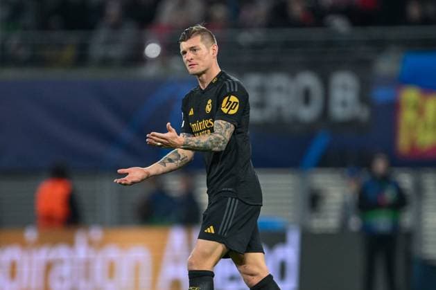 Champions League RB Leipzig Real Madrid on 13 02 2023 at the Red Bull Arena in Leipzig Toni Kroos Real Madrid dissatisfied, disappointed, disappointed, dejected MT
