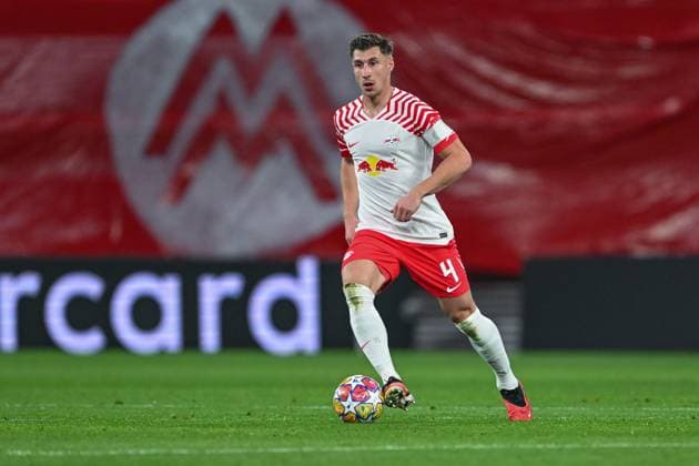Champions League RB Leipzig Real Madrid on 13 02 2023 at the Red Bull Arena in Leipzig Willi Orban RB Leipzig on the ball MT