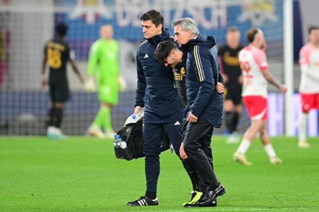 Injured Brahim Diaz leaves the field during UEFA Champions league match, RB Leipzig - Real Madrid, 13. february 2024 Leipzig Germany Copyright: xx FAJ_8218