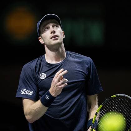 ROTTERDAM - Botic van de Zandschulp in action against Jannik Sinner (ITA) on the third day of the ABN AMRO Open tennis tournament in Ahoy. ANP SANDER KONING Third day 2024 xVIxANPxSportx xxANPxIVx 491123338 originalFilename: 491123338.jpg