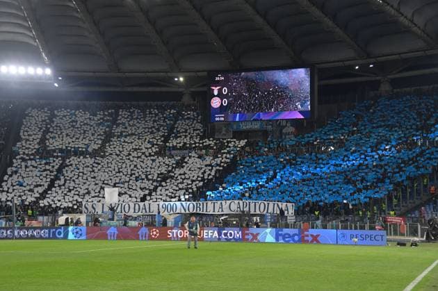 UEFA Champions League football match - SS Lazio vs Bayern Munich SS Lazio supporters during the UEFA Champions League 2023-2024 football match between SS Lazio and Bayern Monaco at the Olympic Stadium in Rome on February 14, 2023. Rome Italy  Copyright: xIPAxSport ABACAx