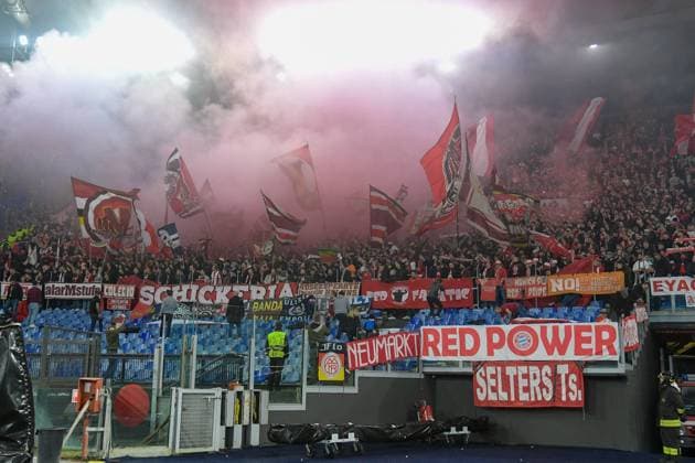 UEFA Champions League football match - SS Lazio vs Bayern Munich Bayern Munich supporters during the UEFA Champions League 2023-2024 football match between SS Lazio and Bayern Monaco at the Olympic Stadium in Rome on February 14, 2023. Rome Italy  Copyright: xIPAxSport ABACAx