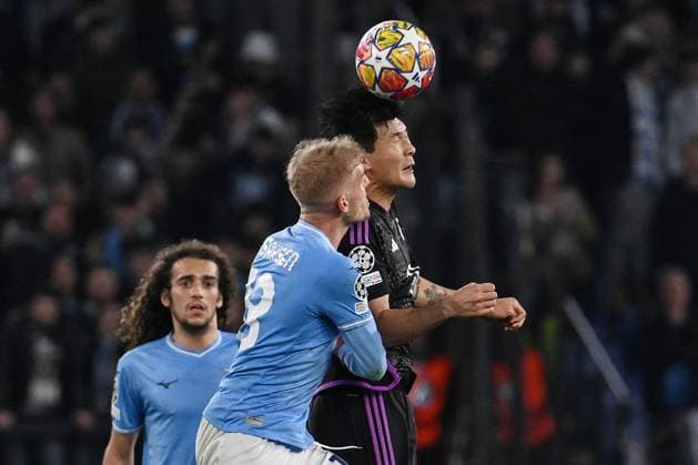 Roma 14 02 2024 - Champions League Lazio-Bayern Monaco foto Image Nella foto: Minjae Kim-Gustav Isaksen 