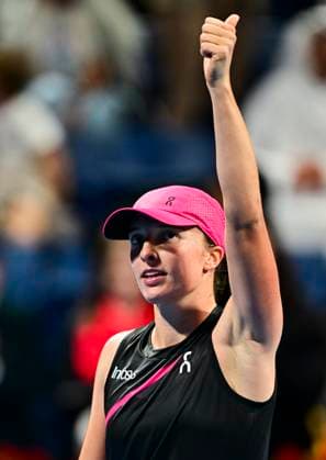 Qatar TotalEnergies Open - Day 4 Iga Swiatek of Poland is celebrating her victory in her third-round match against Ekaterina Alexandria at the WTA, Tennis Damen 1000-Qatar TotalEnergies Open tennis tournament at the Khalifa International Tennis Complex in Doha, Qatar, on February 14, 2024. DOHA Qatar  Copyright: xNoushadxThekkayilx originalFilename:varittyakkal-qatartot240214_np7sP.jpg