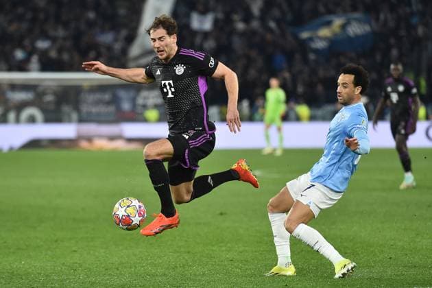 Leon Goretzka of Bayern Munchenand Felipe Anderson of SS Lazio during the Champions League football match between SS Lazio and FC Bayern Munchen at Olimpico stadium in Rome (Italy), February 14th, 2024. AntoniettaxBaldassarre
