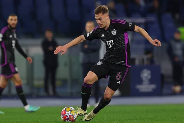 UEFA CHAMPIONS LEAGUE 2023-2024 - Round 16 - SS Lazio vs Bayern Munchen, Olympic Stadium in Rome Rome, Italy 14.2.2024: Joshua Kimmich of Bayern Munchen in action during the Uefa Champions League 2023-2024, round of 16 football match SS Lazio vs FC Bayern Mucnhen at Olympic Stadium in Rome. Rome Olympic italy italy Copyright: xmarcoxiacobucci
