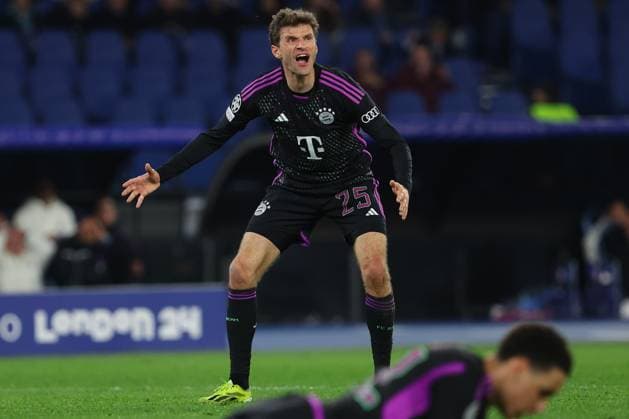 UEFA CHAMPIONS LEAGUE 2023-2024 - Round 16 - SS Lazio vs Bayern Munchen, Olympic Stadium in Rome Rome, Italy 14.2.2024: Thomas Muller of Bayern Munchen in action during the Uefa Champions League 2023-2024, round of 16 football match SS Lazio vs FC Bayern Mucnhen at Olympic Stadium in Rome. Rome Olympic italy italy Copyright: xmarcoxiacobucci