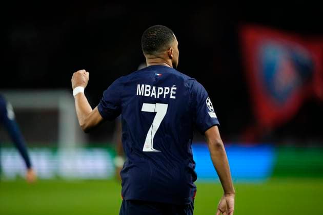 Paris Saint-Germain v Real Sociedad: Round of 16 First Leg - UEFA Champions League 2023 24 Kylian Mbappe Centre-Forward of PSG and France celebrates after scoring his sides first goal during the UEFA Champions League 2023 24 round of 16 first leg match between Paris Saint-Germain and Real Sociedad at Parc des Princes on February 14, 2024 in Paris, France. Paris France  Copyright: xJosexBretonx originalFilename:breton-parissai240214_np1CH.jpg