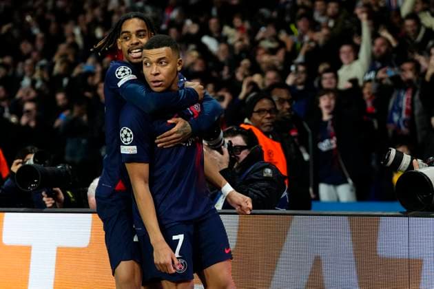 Paris Saint-Germain v Real Sociedad: Round of 16 First Leg - UEFA Champions League 2023 24 Kylian Mbappe Centre-Forward of PSG and France celebrates after scoring his sides first goal during the UEFA Champions League 2023 24 round of 16 first leg match between Paris Saint-Germain and Real Sociedad at Parc des Princes on February 14, 2024 in Paris, France. Paris France  Copyright: xJosexBretonx originalFilename:breton-parissai240214_npy09.jpg