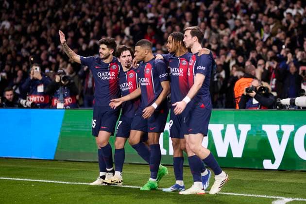 Paris Saint-Germain v Real Sociedad: Round of 16 Leg One - UEFA Champions League 2023 2024 Kylian Mbappe of Paris Saint-Germain celebrates after scoring the team s first goal during the UEFA Champions League match between Paris Saint-Germain and Real Sociedad at Parc des Princes on February 14, 2024, in Paris, France. Paris Parc des Princes Paris France RL_PSGvRSO_091 Copyright: xRicardoxLarreinax