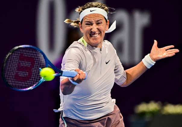 Qatar TotalEnergies Open - Day 4 Victoria Azarenka is playing in her first-round match against Jelena Ostapenko of Latvia at the WTA, Tennis Damen 1000-Qatar TotalEnergies Open tennis tournament at the Khalifa International Tennis Complex in Doha, Qatar, on February 14, 2024. DOHA Qatar  Copyright: xNoushadxThekkayilx originalFilename:varittyakkal-qatartot240214_npNLu.jpg