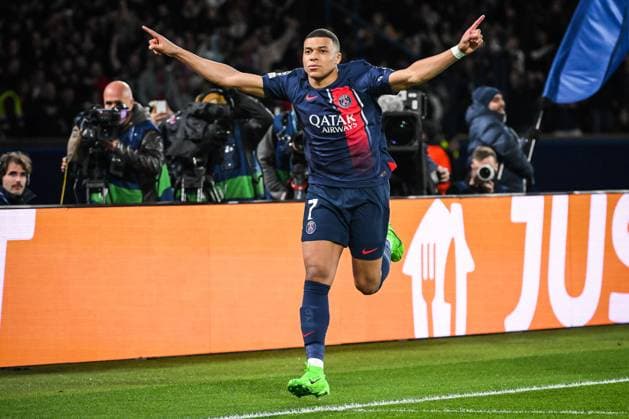 February 14, 2024, Paris, France, France: Kylian MBAPPE of PSG celebrates his goal during the UEFA Champions League match between Paris Saint-Germain and Real Sociedad at Parc des Princes Stadium on February 14, 2024 in Paris, France. Paris France - ZUMAm308 20240214_zsp_m308_005 Copyright: xMatthieuxMirvillex