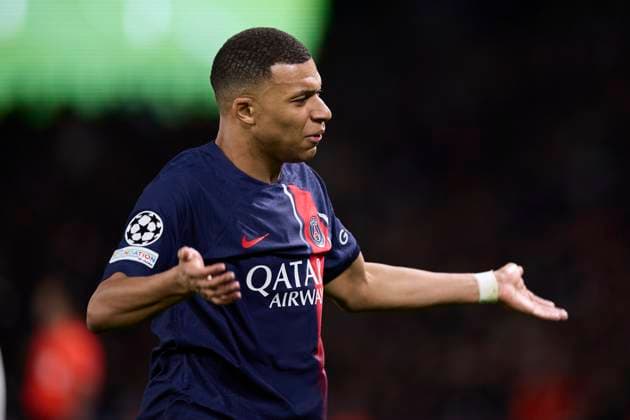 Paris Saint-Germain v Real Sociedad: Round of 16 Leg One - UEFA Champions League 2023 2024 Kylian Mbappe of Paris Saint-Germain reacts during the UEFA Champions League match between Paris Saint-Germain and Real Sociedad at Parc des Princes on February 14, 2024, in Paris, France. Paris Parc des Princes Paris France RL_PSGvRSO_103 Copyright: xRicardoxLarreinax