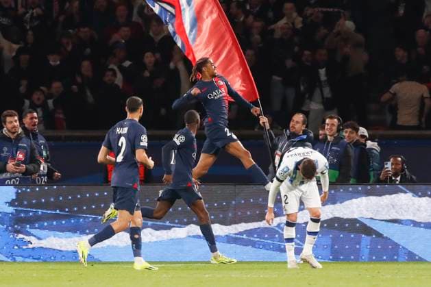 Joie sur le but de Bradley Barcola (PSG) FOOTBALL : Paris Saint Germain Vs Real Sociedad - Ligue des Champions - 14 02 2024 MichaelBaucher Panoramic 