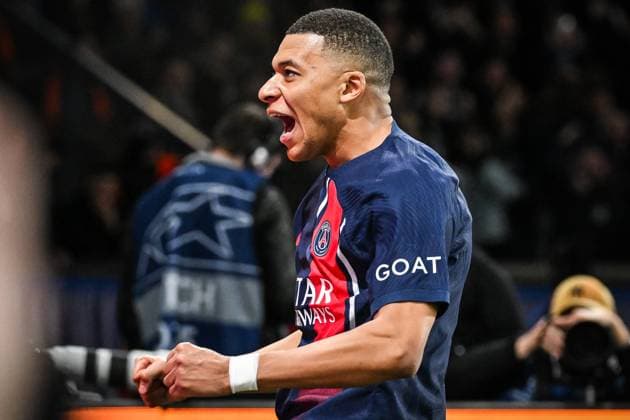 February 14, 2024, Paris, France, France: Kylian MBAPPE of PSG celebrates his goal during the UEFA Champions League match between Paris Saint-Germain and Real Sociedad at Parc des Princes Stadium on February 14, 2024 in Paris, France. Paris France - ZUMAm308 20240214_zsp_m308_008 Copyright: xMatthieuxMirvillex