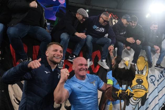 UEFA Champions League SS Lazio vs Bayern Munich Lazio™s Italian forward Ciro Immobile celebrate victory match during the UEFA Champions League Round of 16, first-leg football match between SS Lazio vs Bayern Munich in Rome, on February 14, 2024. DSCF1566 Copyright: xAntonioxBalascox