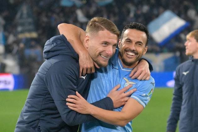 UEFA Champions League football match - SS Lazio vs Bayern Munich Ciro Immobile (SS Lazio); Pedro (SS Lazio); during the UEFA Champions League 2023-2024 football match between SS Lazio and Bayern Monaco at the Olympic Stadium in Rome on February 14, 2023. Rome Italy  Copyright: xIPAxSport ABACAx