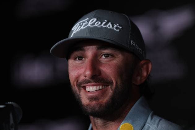 February 14, 2024, Pacific Palisades, California, USA: MAX HOMA speaks at a press conference, PK, Pressekonferenz after playing a Wednesday Pro-Am round at The Genesis Invitational in Pacific Palisades, California Pacific Palisades USA - ZUMAt158 20240214_zsp_t158_008 Copyright: xBrentonxTsex