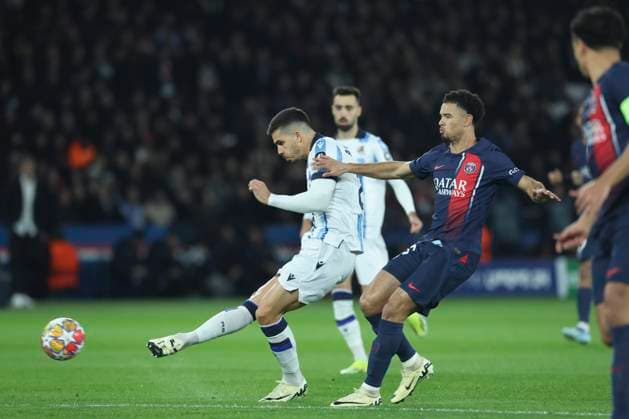 Paris Saint-Germain v Real Sociedad: Round of 16 First Leg - UEFA Champions League 2023 24 Sebastien Muylaert MAXPPP - Paris 14 02 2024 Andre SILVA of Real Sociedad during the UEFA Champions League 2023 24 round of 16 first leg match between Paris Saint-Germain and Real Sociedad at Parc des Princes in Paris, France. 14.02.2024 Paris France  Copyright: xMAXPPPxSébastienxMuylaertx LTG202402155183 LTG202402155183