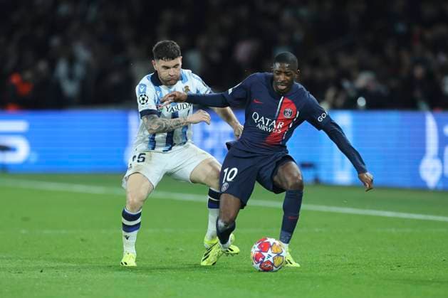 Paris Saint-Germain v Real Sociedad: Round of 16 First Leg - UEFA Champions League 2023 24 Sebastien Muylaert MAXPPP - Paris 14 02 2024 Ousmane Dembele of PSG during the UEFA Champions League 2023 24 round of 16 first leg match between Paris Saint-Germain and Real Sociedad at Parc des Princes in Paris, France. 14.02.2024 Paris France  Copyright: xMAXPPPxSébastienxMuylaertx LTG202402155188 LTG202402155188