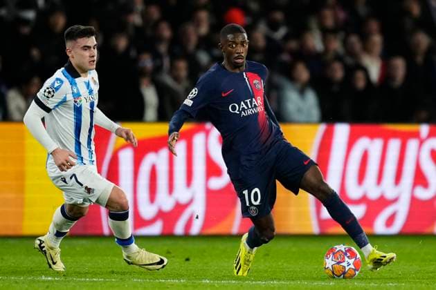 Paris Saint-Germain v Real Sociedad: Round of 16 First Leg - UEFA Champions League 2023 24 Ousmane Dembele Right Winger of PSG and France during the UEFA Champions League 2023 24 round of 16 first leg match between Paris Saint-Germain and Real Sociedad at Parc des Princes on February 14, 2024 in Paris, France. Paris France  Copyright: xJosexBretonx originalFilename:breton-parissai240214_np3Hk.jpg