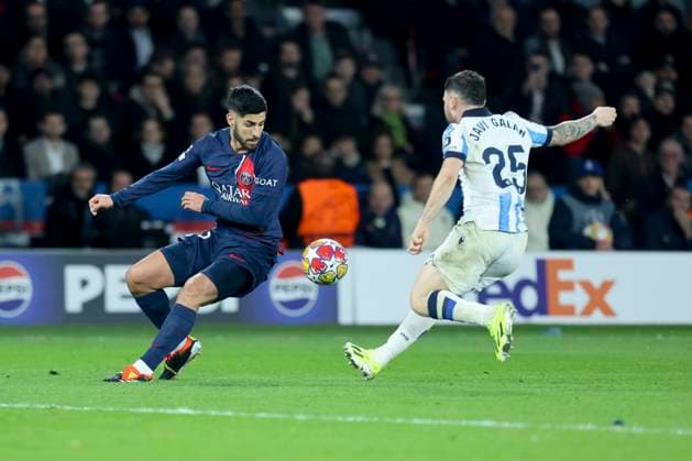 Paris Saint-Germain v Real Sociedad: Round of 16 First Leg - UEFA Champions League 2023 24 Sebastien Muylaert MAXPPP - Paris 14 02 2024 Marco Asensio of PSG during the UEFA Champions League 2023 24 round of 16 first leg match between Paris Saint-Germain and Real Sociedad at Parc des Princes in Paris, France. 14.02.2024 Paris France  Copyright: xMAXPPPxSébastienxMuylaertx LTG202402155245 LTG202402155245
