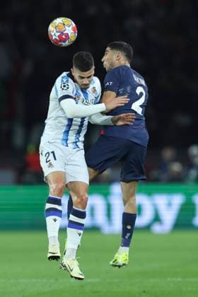 Paris Saint-Germain v Real Sociedad: Round of 16 First Leg - UEFA Champions League 2023 24 Sebastien Muylaert MAXPPP - Paris 14 02 2024 Achraf Hakimi of PSG during the UEFA Champions League 2023 24 round of 16 first leg match between Paris Saint-Germain and Real Sociedad at Parc des Princes in Paris, France. 14.02.2024 Paris France  Copyright: xMAXPPPxSébastienxMuylaertx LTG202402155255 LTG202402155255