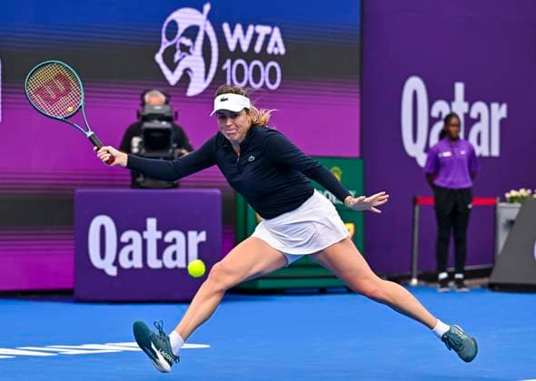 Qatar TotalEnergies Open - Day 5 Anastasia Pavlyuchenkova is reacting during her first-round match against Danielle Collins of the US at the WTA, Tennis Damen 1000-Qatar TotalEnergies Open tennis tournament at the Khalifa International Tennis Complex in Doha, Qatar, on February 15, 2024. DOHA Qatar  Copyright: xNoushadxThekkayilx originalFilename:varittyakkal-qatartot240215_npJ4o.jpg