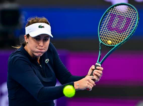 Qatar TotalEnergies Open - Day 5 Anastasia Pavlyuchenkova is playing in her quarter-final match against Danielle Collins of the US at the WTA, Tennis Damen 1000-Qatar TotalEnergies Open tennis tournament at the Khalifa International Tennis Complex in Doha, Qatar, on February 15, 2024. DOHA Qatar  Copyright: xNoushadxThekkayilx originalFilename:varittyakkal-qatartot240215_nptqE.jpg