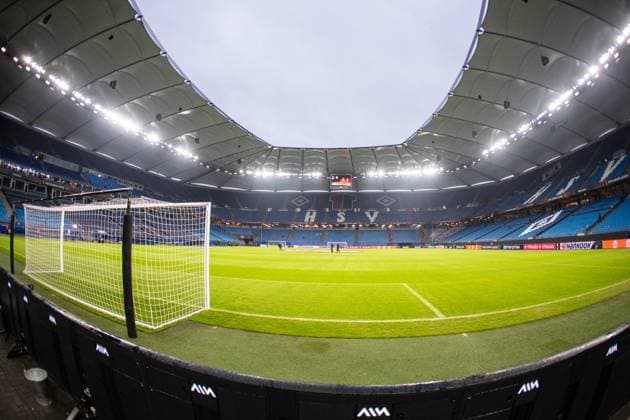 UEFA Europa League 2023 24 Shakhtar Olympique Marseille 15 02 2024 Volksparkstadion in Hamburg until the start of the match, Europa League logo on the stadium, HSV logo UEFA Europa League 2023 24 Shakhtar Olympique Marseille Hamburg, Volksparkstadion, 15 02 2024 Copyright: xBEAUTIFULxSPORTS Buriakovx