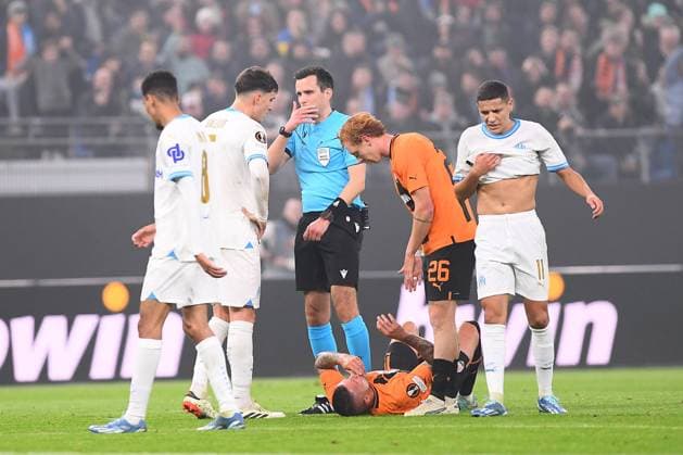 HAMBURG, GERMANY - 15 FEBRUARY, 2024: Oleksandr Zubkov, The match of UEFA Europa League play-off round FC Shakhtar Donetsk v Olympique de Marseille at Volksparkstadion  Copyright: xVITALIIxKLIUIEVx