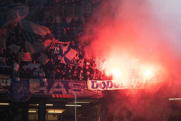 UEFA Europa League 2023 24 Shakhtar Olympique Marseille 15 02 2024 Fans of Olympique Marseille UEFA Europa League 2023 24 Shakhtar Olympique Marseille Hamburg, Volksparkstadion, 15 02 2024 Copyright: xBEAUTIFULxSPORTS Buriakovx