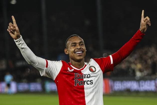 ROTTERDAM, 15-2-2024, Stadium de Kuip, 2023 2024, UEFA Europa League, intermediate round, Feyenoord - AS Roma, Feyenoord player Igor Paixao celebrating the goal. 1-0. Feyenoord - Roma  x24269914x Copyright: