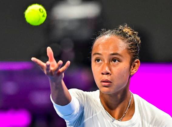 Qatar TotalEnergies Open - Day 5 Leylah Fernandez of Canada is competing in her quarter-final match against Elena Rybakina of Kazakhstan at the WTA, Tennis Damen 1000-Qatar TotalEnergies Open tennis tournament at the Khalifa International Tennis Complex in Doha, Qatar, on February 15, 2024. DOHA Qatar  Copyright: xNoushadxThekkayilx originalFilename:varittyakkal-qatartot240215_npzI9.jpg