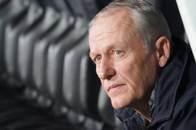 Soccer UEFA Europa League 2023 2024, k o rounds play offs, RC Lens SC Freiburg, Stadion Bollaert Delelis Lens Freiburg coach Christian Streich Lens Bollaert Delelis Stadium France Copyright: xJoeranxSteinsiekx