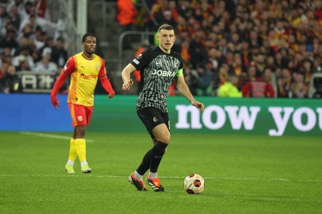Maximilian EGGESTEIN (SC Freiburg) lors du match de l UEFA Europa League entre le RC Lens et SC Fribourg, stade Bollaert-Delelis, le 15 fÃ vrier 2024 FOOTBALL : RC LENS vs SC FREIBURG - UEFA EUROPA LEAGUE - 15 02 2024 LaurentSanson Panoramic 