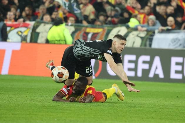 Roland SALLAI (SC Freiburg) lors du match de l UEFA Europa League entre le RC Lens et SC Fribourg, stade Bollaert-Delelis, le 15 fÃ vrier 2024 FOOTBALL : RC LENS vs SC FREIBURG - UEFA EUROPA LEAGUE - 15 02 2024 LaurentSanson Panoramic 