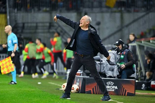 Christian Streich ( coach Fribourg ) during the UEFA Europa League match between Racing Club Lens and SC Freiburg at Stade Felix Bollaert on February 15, 2024 in Lens, France. ( Photo by federico pestellini panoramic ) - FOOTBALL : Lens vs Fribourg - Europa League - 15 02 2024 FedericoPestellini Panoramic 