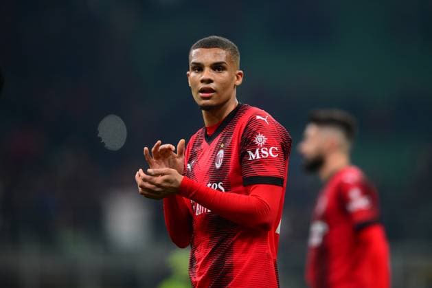 Malick Thiaw of AC Milan celebrate after winning, UEFA Europa League 2023 24 - Round of 16 First Leg, AC Mailand vs Stade Rennes, San Siro Stadium, February 15, 2024, Milan, Italy.