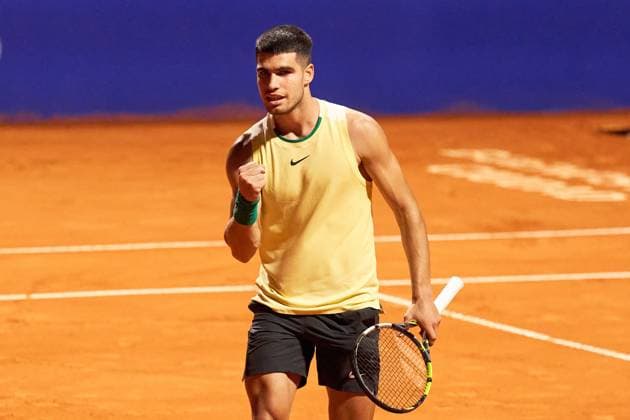Carlos Alcaraz of Spain celebrates hiw win over Camilo Ugo Carabelli of Argentina at the IEB+ Argentina Open 2024 at Buenos Aires Lawn Tennis Club on February 15, 2024 in Buenos Aires, Argentina. (Photo by Camilla Stolen Imago) Buenos Aires Argentina Copyright: xCamillaxStolenx L1780216