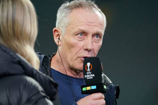 Soccer UEFA Europa League 2023 2024, k o rounds play offs, RC Lens SC Freiburg, Stadion Bollaert Delelis Lens Freiburg coach Christian Streich Lens Bollaert Delelis Stadium France Copyright: xJoeranxSteinsiekx