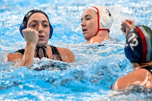 Silvia Avegno of Italy during the Water polo, Wasserball women classification 7th 8th place match between team Canada (white caps) and team Italy (blue caps) of the 21st World Aquatics Championships at the Aspire Dome in Doha (Qatar), February 16, 2024. GiorgioXScala