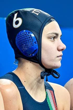 Dafne Bettini of Italy during the Water polo, Wasserball women classification 7th 8th place match between team Canada (white caps) and team Italy (blue caps) of the 21st World Aquatics Championships at the Aspire Dome in Doha (Qatar), February 16, 2024. GiorgioXScala