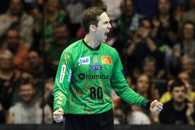 Goalkeeper Nikola Portner SC Magdeburg,80 Handball EHF Champions League season 2023 2024 group phase SC Magdeburg vs Orlen Wisla Plock at the GETEC Arena in Magdeburg single picture,action,handball,Germany,15 02 2024