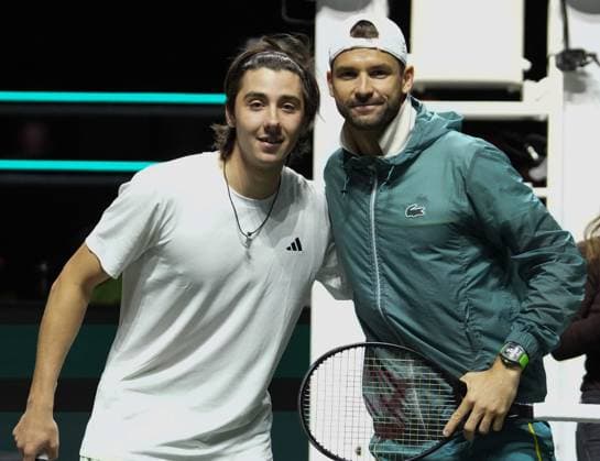 TENNIS - ABN AMRO OPEN 2024 Alexander Shevchenko of Kazakhstan and Grigor Dimitrov of Bulgaria 1 4 Finale during the ABN Amro Open 2024, ATP, Tennis Herren 500 tennis tournament on February 16, 2024 in Rotterdam, Netherlands - Photo Laurent Lairys MAXPPP Rotterdam Netherlands  Copyright: xMAXPPP MAXPPPxLaurentxLairysx DSC04576 DSC04576