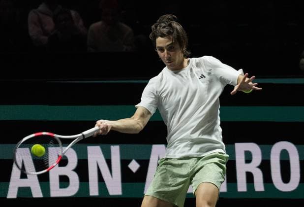 TENNIS - ABN AMRO OPEN 2024 Alexander Shevchenko of Kazakhstan 1 4 Finale during the ABN Amro Open 2024, ATP, Tennis Herren 500 tennis tournament on February 16, 2024 in Rotterdam, Netherlands - Photo Laurent Lairys MAXPPP Rotterdam Netherlands  Copyright: xMAXPPP MAXPPPxLaurentxLairysx DSC04646 DSC04646